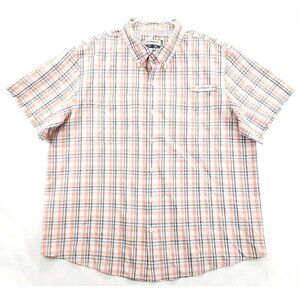Magellan Shirt Mens 2XL Pink White Plaid Vented Fishing Loose Fit Button-Down